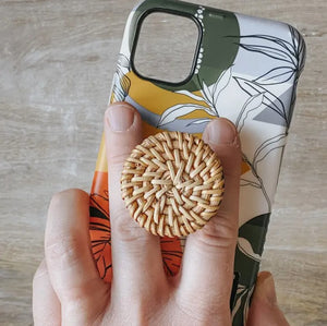 Rattan Phone Grip Pop Socket - Agaveh Girl