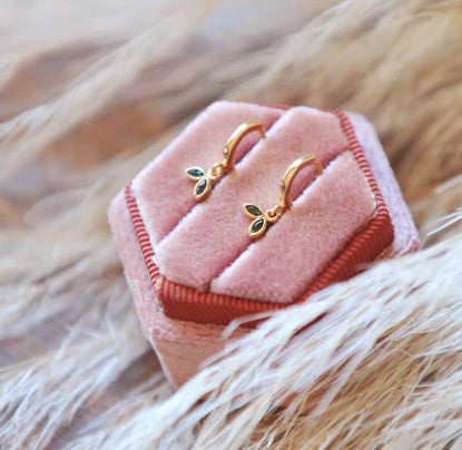 Tiny Leaf Huggie Earrings - Oh So Lovely