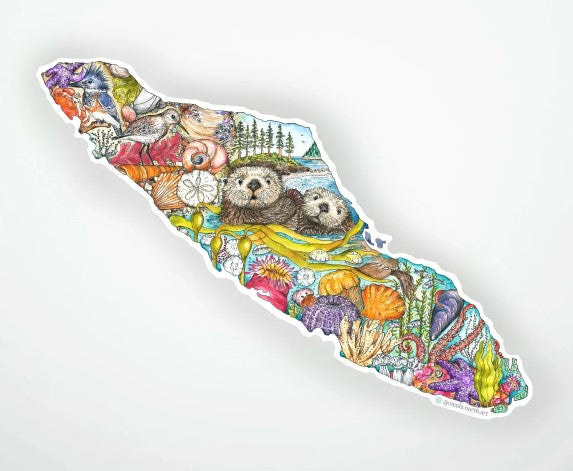 Vancouver Island Stickers - Sea Otters - Nicola North Art - 2 Sizes