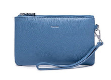 Load image into Gallery viewer, Paris Double Zip Pouch - Muted Blue Pebbled