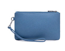 Load image into Gallery viewer, Paris Double Zip Pouch - Muted Blue Pebbled