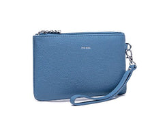 Load image into Gallery viewer, Paris Double Zip Pouch - Muted Blue Pebbled