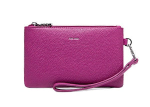 Paris Double Zip Pouch - Pink Pebbled