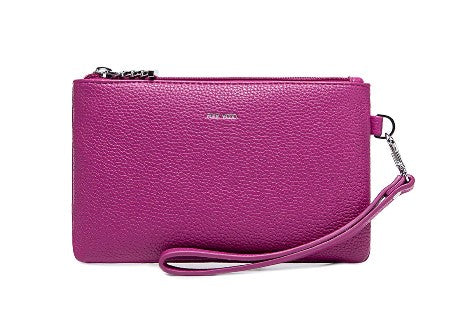 Paris Double Zip Pouch - Pink Pebbled