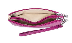 Paris Double Zip Pouch - Pink Pebbled