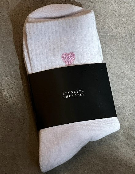 Heart Socks - White/Bubble Gum - Brunette The Label