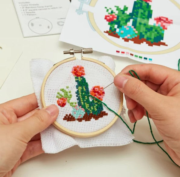 Cactus Mini Cross Stitch Kit - Kikkerland