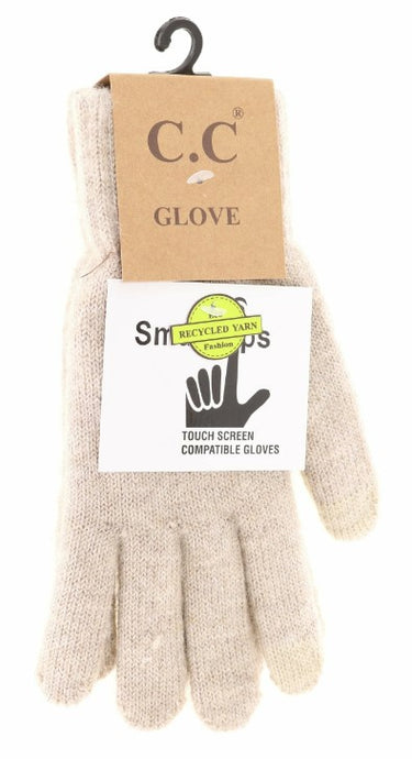 Heather Knit Plain Gloves - Heather Beige