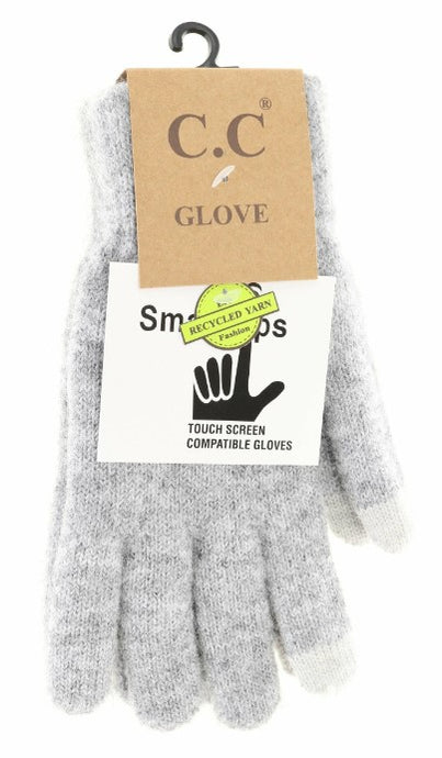 Heather Knit Plain Gloves - Heather Light Grey