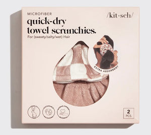 Microfiber Towel Scrunchies (2 Pack) - Terracotta Checker - Kitsch