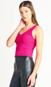 Ribbed Sweater Tank - Hot Pink - Dex
