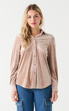 Load image into Gallery viewer, Button Front Velvet Shirt - Rusty Pink - Dex