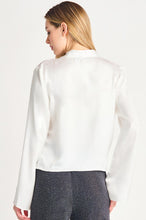 Load image into Gallery viewer, Bell Sleeve Satin Wrap Top