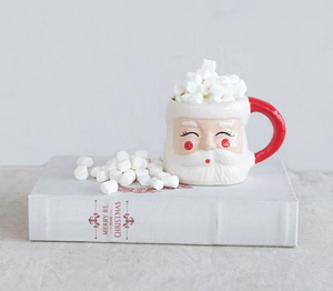 Hand-Painted Stoneware Santa Mug - 12oz.