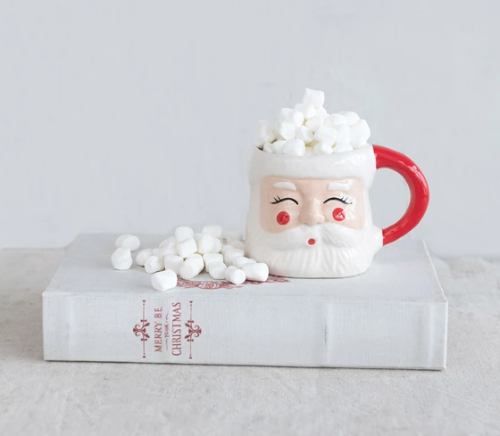 Hand-Painted Stoneware Santa Mug - 12oz.