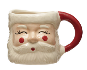 Hand-Painted Stoneware Santa Mug - 12oz.