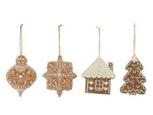 Clay Gingerbread Cookie Ornaments - 4 Styles