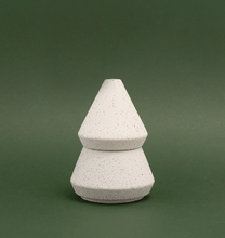 Load image into Gallery viewer, Small Cypress Fir White Speckled Tree Stack Candle