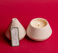 Load image into Gallery viewer, Small Cypress Fir White Speckled Tree Stack Candle