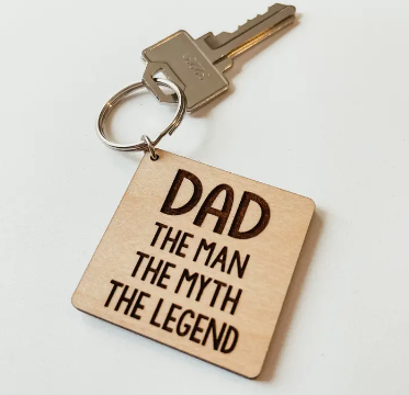 Dad: Man, Myth, Legend Wooden Keychain