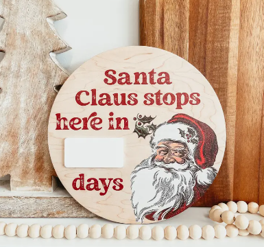 Vintage Santa Christmas Countdown Mini Sign