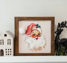 Load image into Gallery viewer, Vintage Santa with Pom Pom Hat Framed Wooden Sign