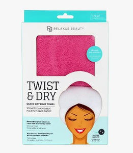 Twist & Dry Hair Towel Wrap (2 Pack, White/Pink) - Relaxus