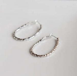 Raya Beaded Hoop Earrings - Silver - Oh So Lovely