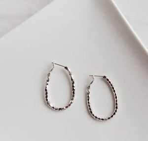 Raya Beaded Hoop Earrings - Silver - Oh So Lovely