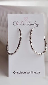 Raya Beaded Hoop Earrings - Silver - Oh So Lovely