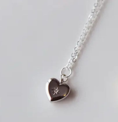 Solid Heart Necklace - Silver - Oh So Lovely