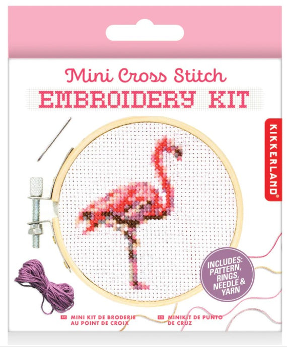 Flamingo Mini Cross Stitch Kit - Kikkerland