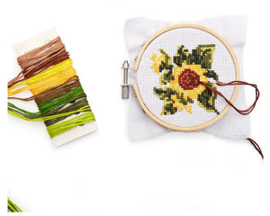 Sunflower Mini Cross Stitch Kit - Kikkerland