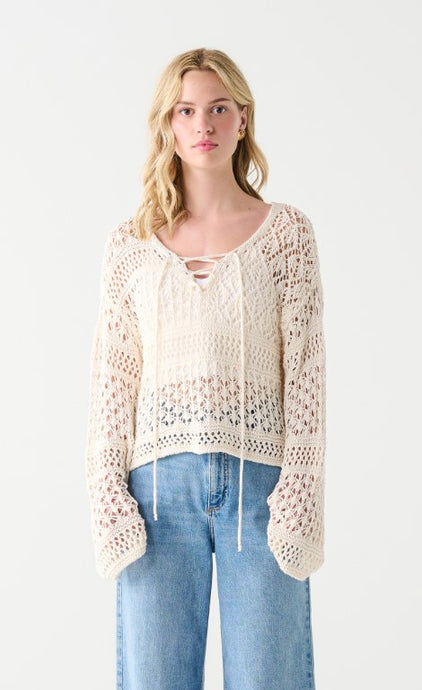 Lace Up Crochet Sweater - Dex