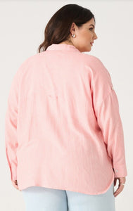 Oversized Shirt - Melon/White Stripe - Curvy - Dex Plus