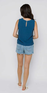 Keri Sleeveless Woven Shell - Cerulean