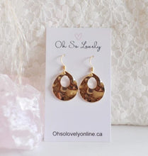 Load image into Gallery viewer, Alexa Gold Brass Textured Dangle Earrings - Oh So Lovely