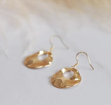 Load image into Gallery viewer, Alexa Gold Brass Textured Dangle Earrings - Oh So Lovely