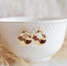 Load image into Gallery viewer, Alexa Gold Brass Textured Dangle Earrings - Oh So Lovely