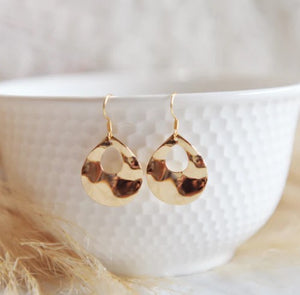 Alexa Gold Brass Textured Dangle Earrings - Oh So Lovely