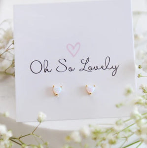 Genevieve Opal Heart Stud Earrings - Oh So Lovely