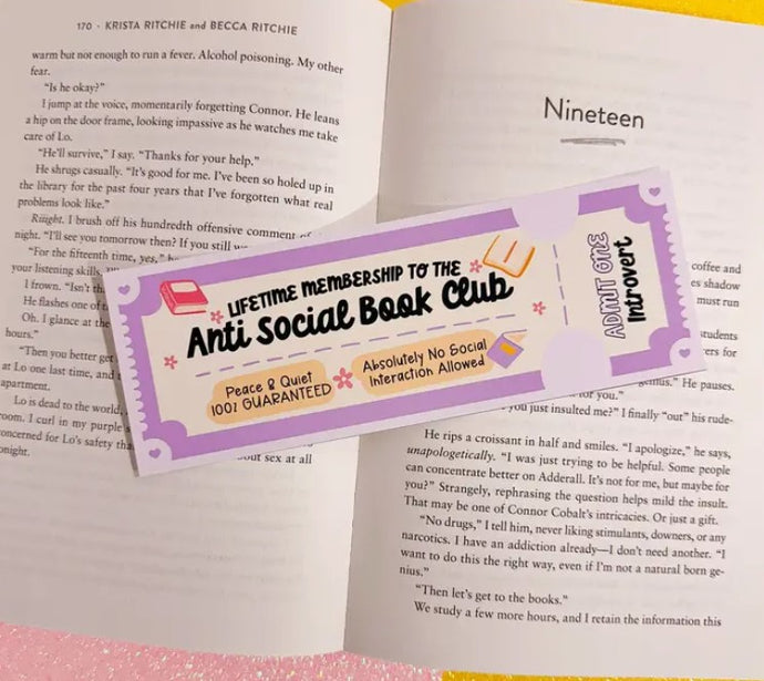 Anti-Social Book Club Glitter Bookmark - BlushedDesigns