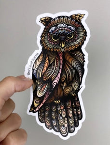 West Coast Karma Owl Colourful Vinyl Sticker