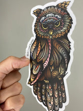 Load image into Gallery viewer, West Coast Karma Owl Colourful Vinyl Sticker