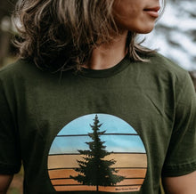 Load image into Gallery viewer, West Coast Karma Retro Tree Tee in Dark Olive