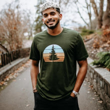 Load image into Gallery viewer, West Coast Karma Retro Tree Tee in Dark Olive