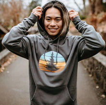 Load image into Gallery viewer, West Coast Karma Retro Tree Hoodie in Charcoal Grey