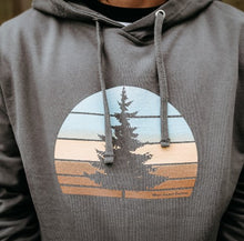 Load image into Gallery viewer, West Coast Karma Retro Tree Hoodie in Charcoal Grey