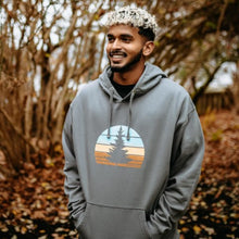 Load image into Gallery viewer, West Coast Karma Retro Tree Hoodie in Charcoal Grey