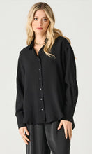 Load image into Gallery viewer, Long Sleeve Flowy Satin Blouse - Black Tape